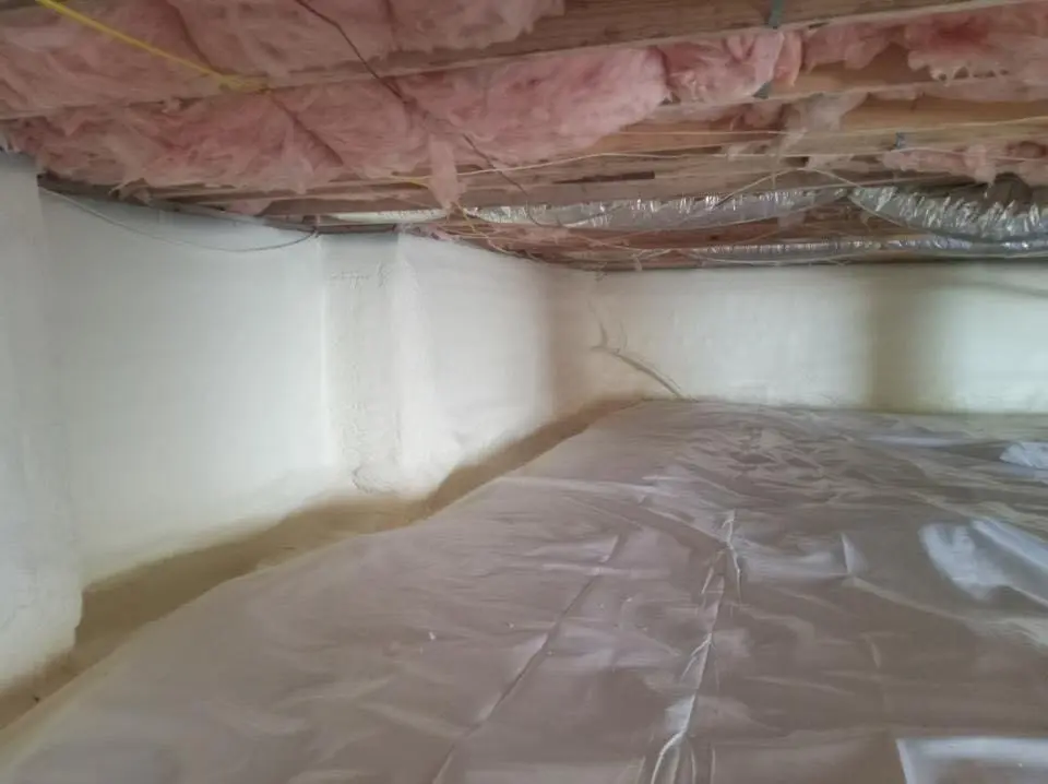 Crawl space encapsulation with closed-cell spray foam for Attic Insulation in Darien